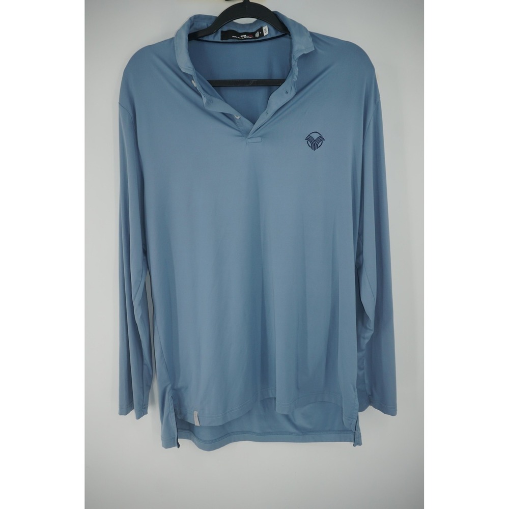 RLX Ralph Lauren Polo Shirt Blue Long Sleeve Golf Vintage Club Men's Medium